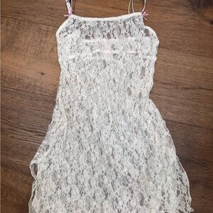 Urban Outfitters Lace Chemise in Cream